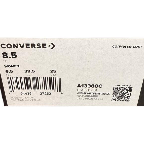 NIB Converse CTAS Lift Hi Vintage White Leather Ruffle High Top Platform Size8.5 - Picture 5 of 7